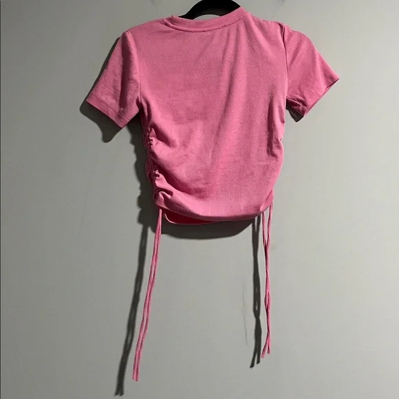 Zara Pink Side Cinch Ribbed Tee - Picture 3 of 3